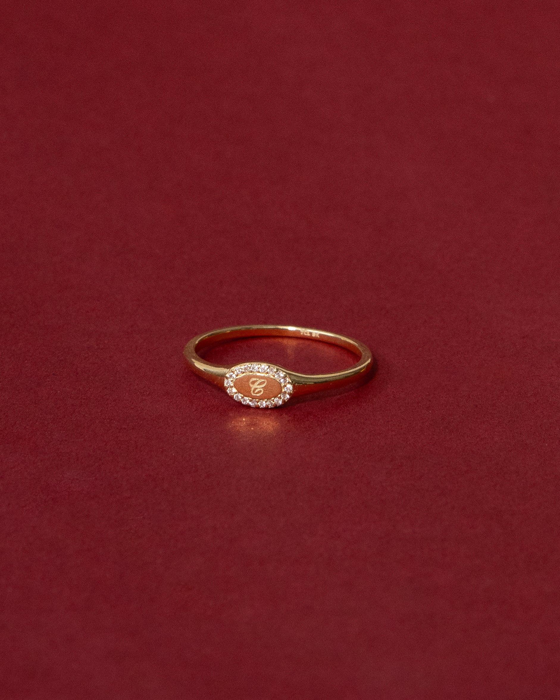 9k Solid Gold Lab-Grown Diamond Initial Signet Ring - Image 5