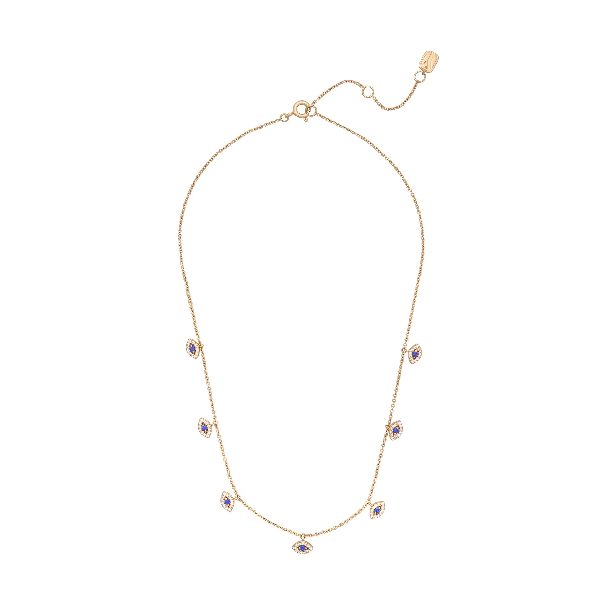 Pavé Evil Eye Charm Necklace | Blue