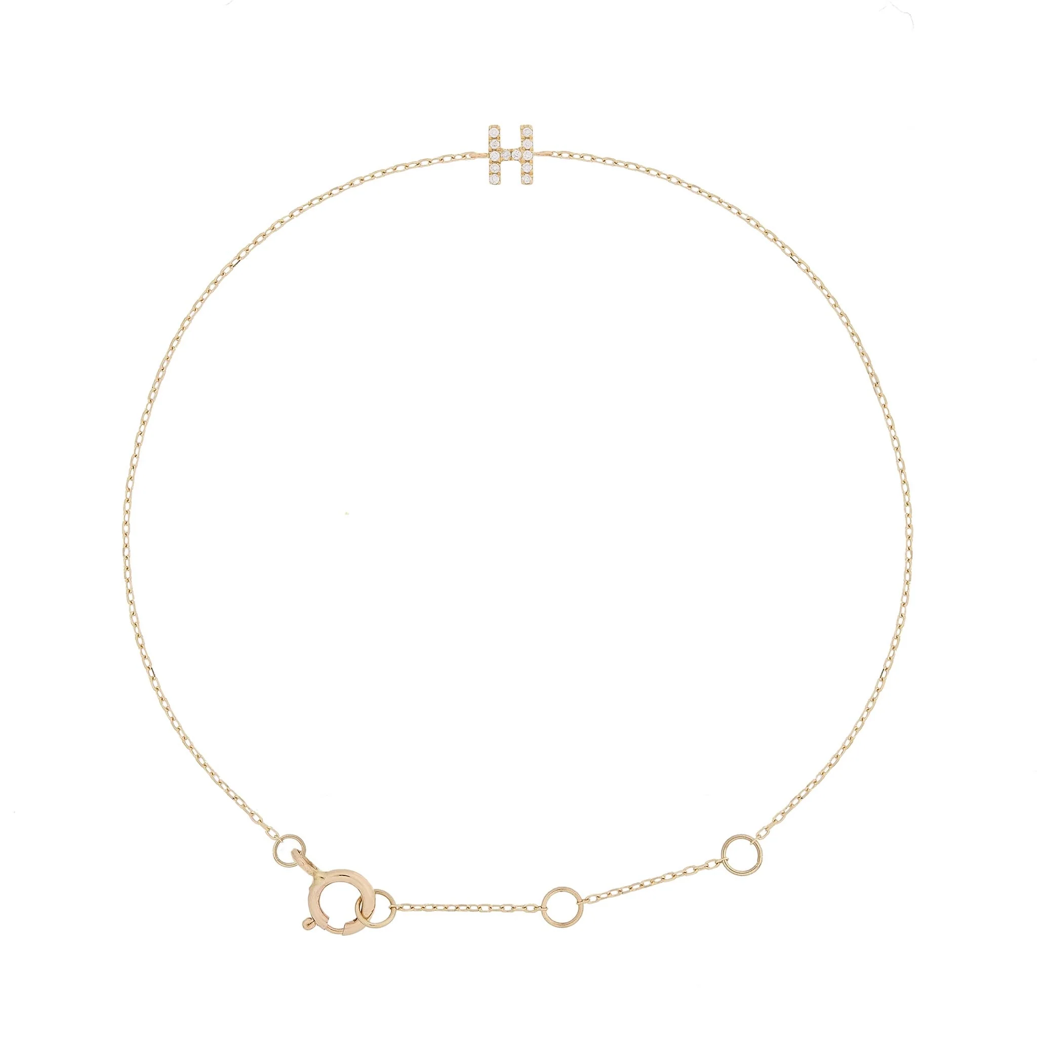 Pavé Initial Moissanite Bracelet | 9k Solid Gold - Image 15