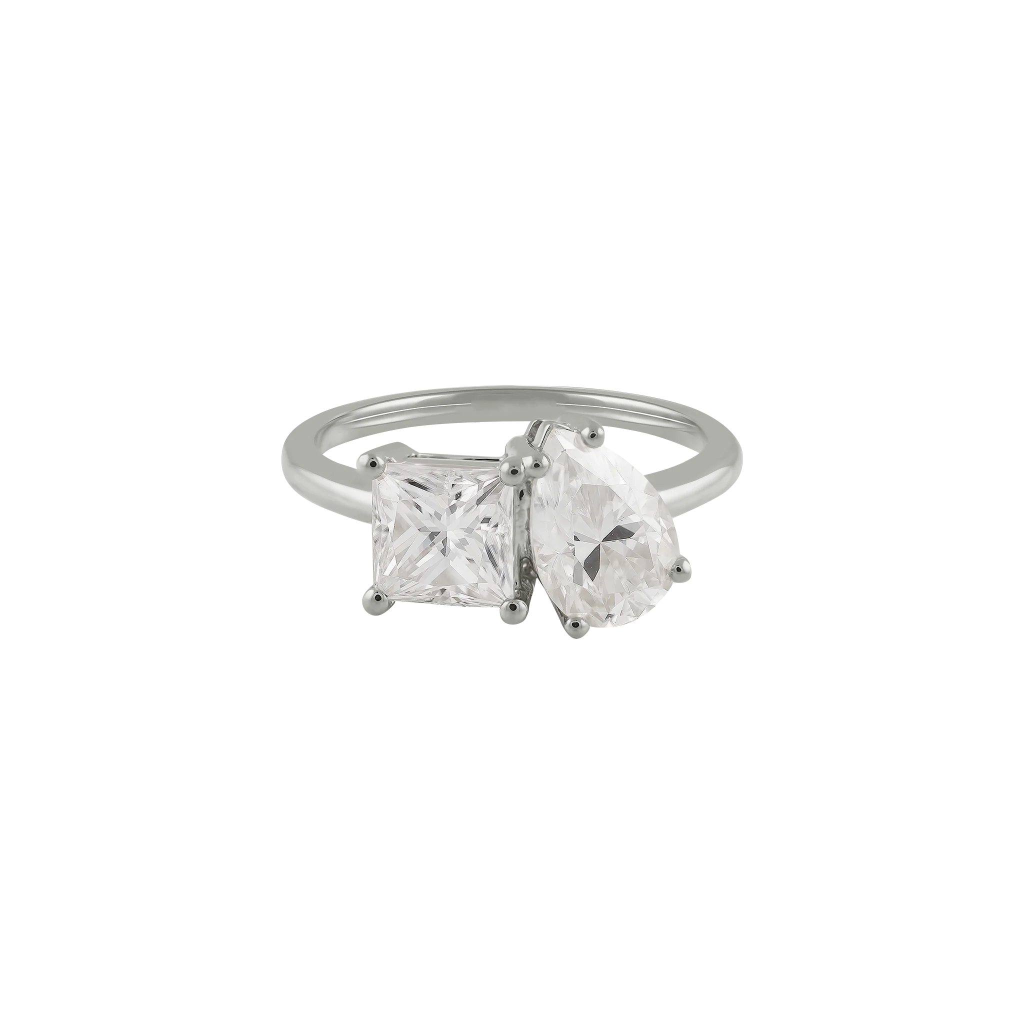 Princess Pear Cut Toi Et Moi Moissanite Ring | Platinum