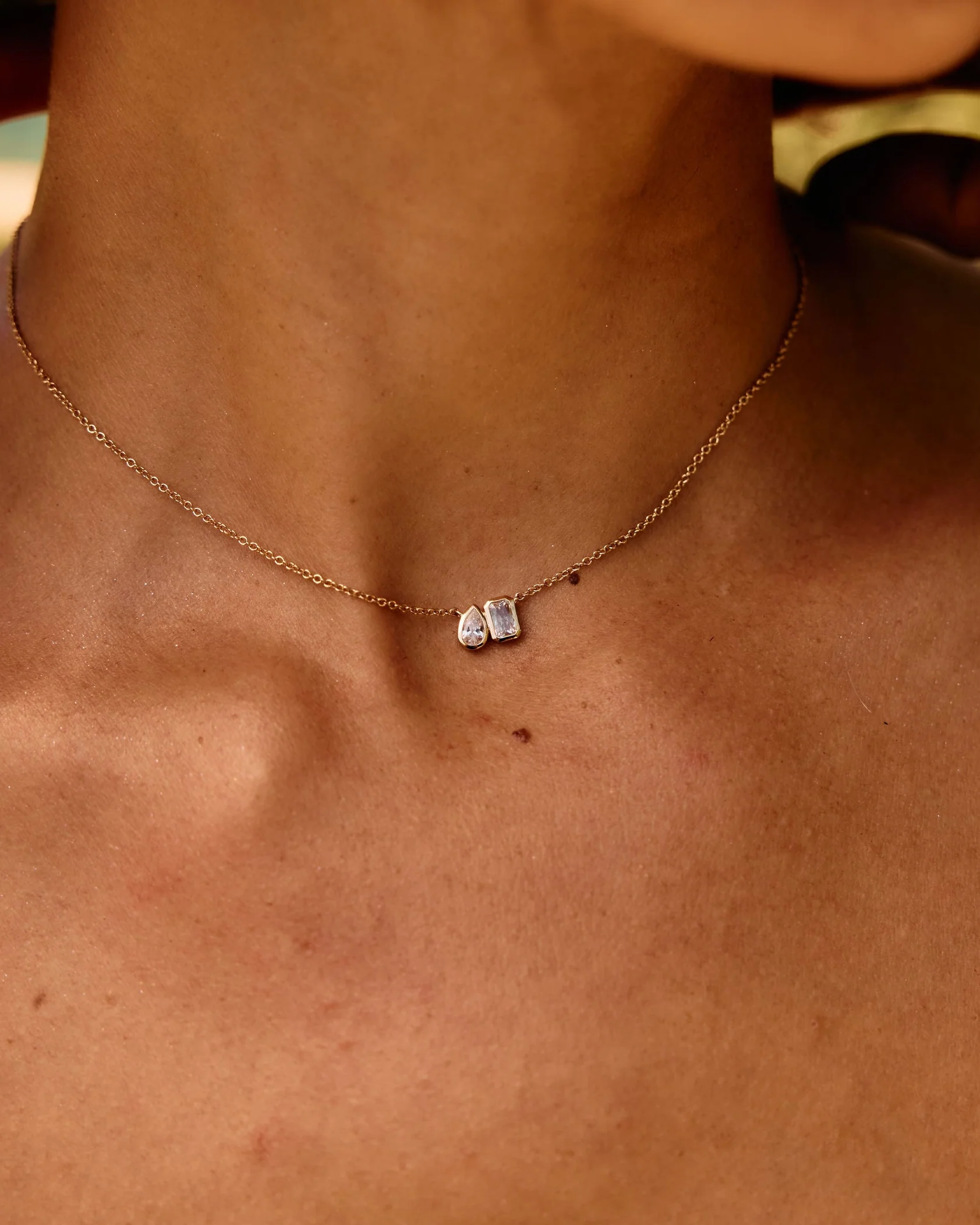 Toi et Moi Bezel Necklace - Image 2